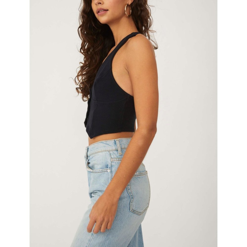 🎉LAST CHANCE🎉 NWT Free People Vera Vesty Cami / Black - Picture 2 of 6